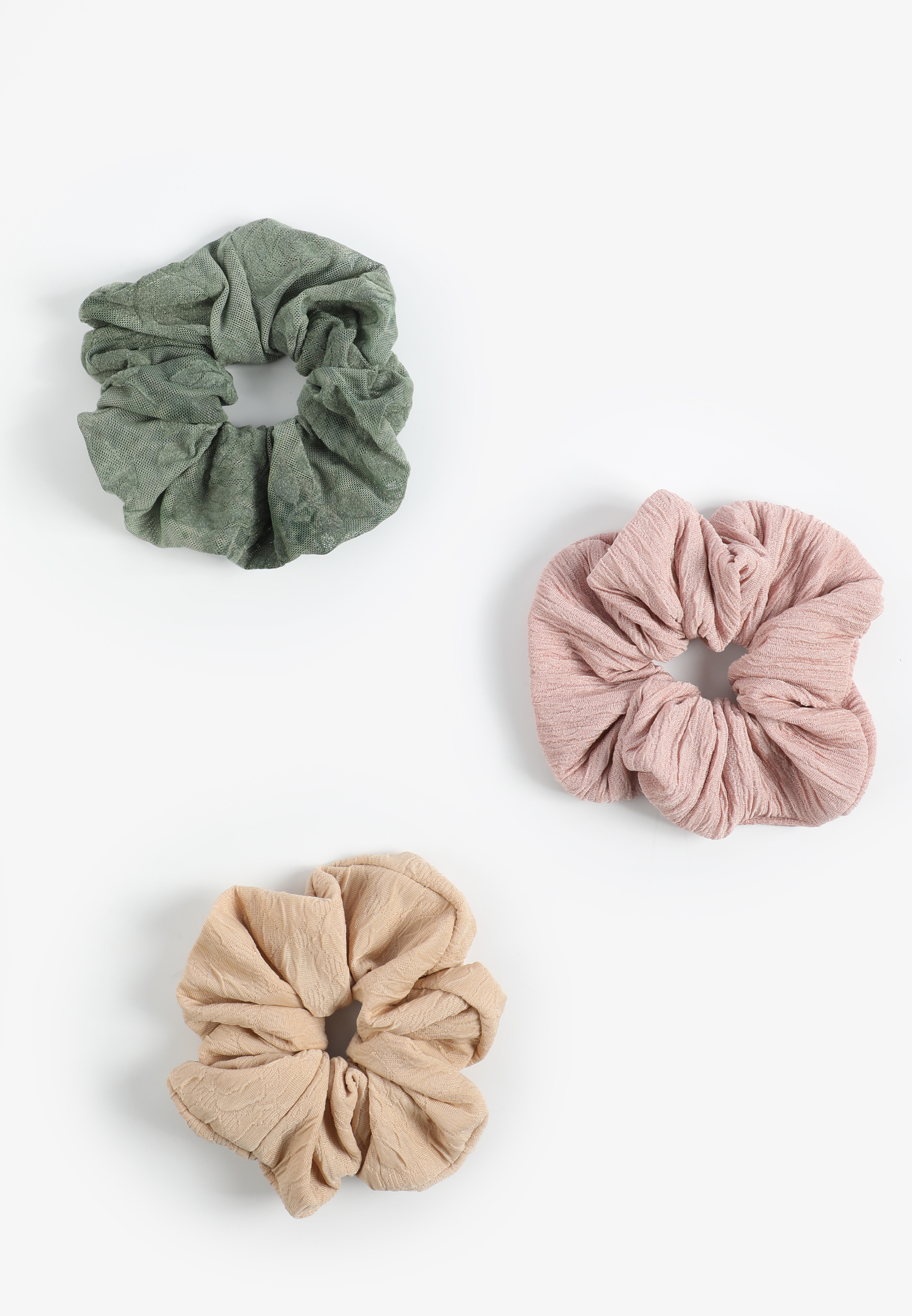 3 Pack Textured Scrunchie Set