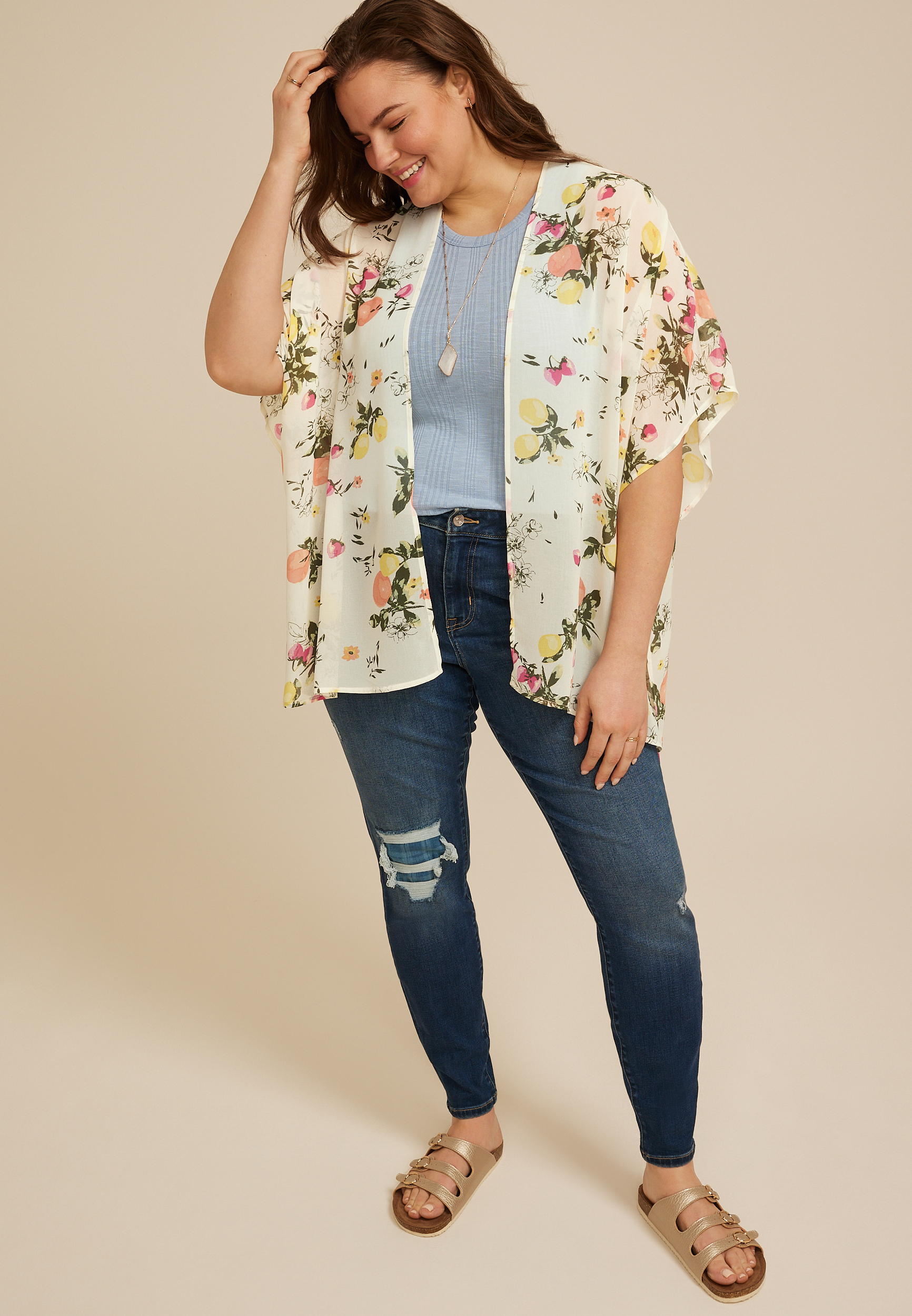 Fruit Print Kimono, C2969, large