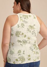 Plus Size 24/7 Variegated Floral Ribbed Highline Tank Top, C1524, small