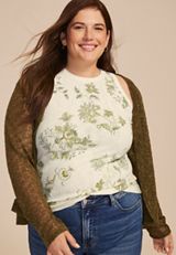 Plus Size 24/7 Variegated Floral Ribbed Highline Tank Top, C1524, small
