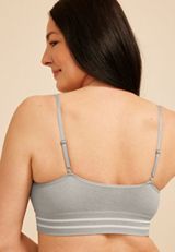 True Stretch Heathered Smooth Seamless Striped Band V Neck Bralette, C3348, small