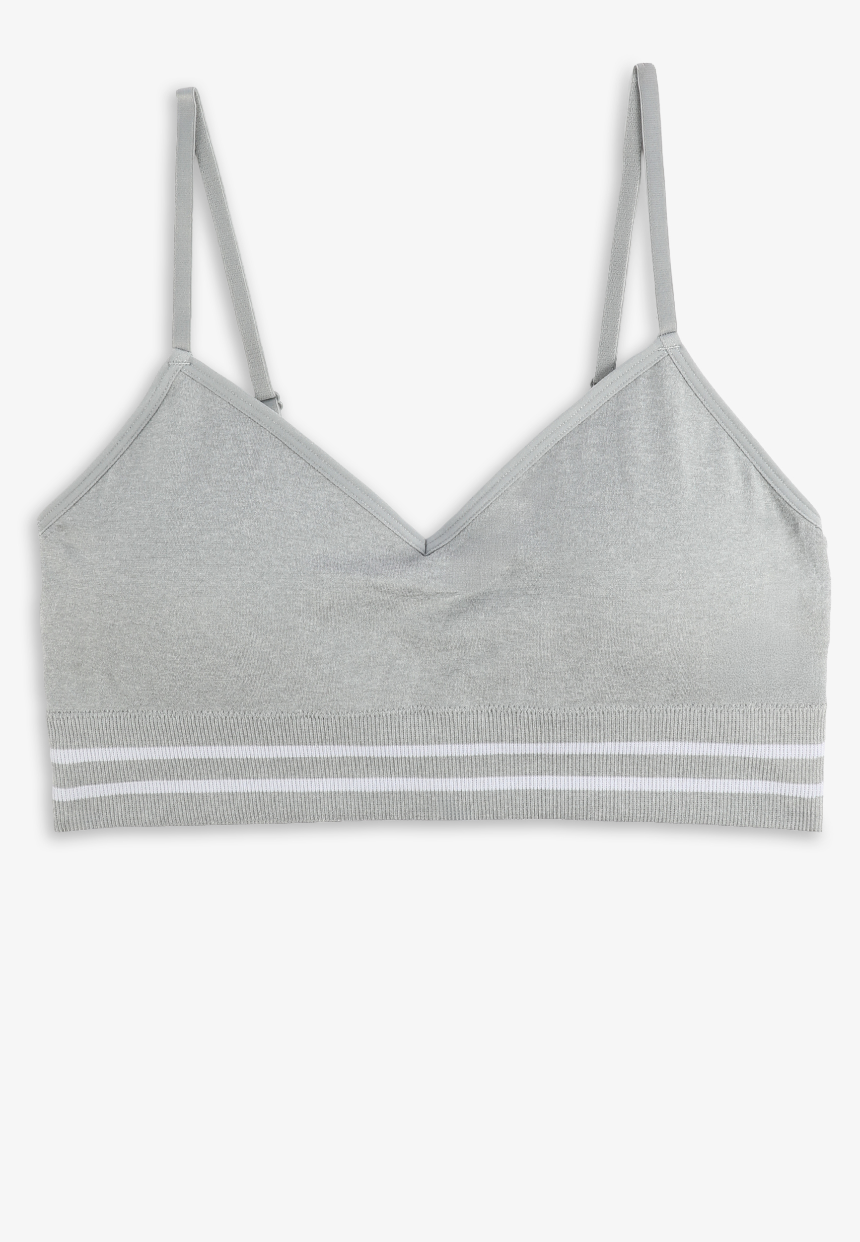 True Stretch Heathered Smooth Seamless Striped Band V Neck Bralette, C3348, large