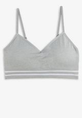 True Stretch Heathered Smooth Seamless Striped Band V Neck Bralette, C3348, small