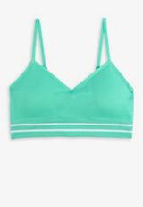 True Stretch Smooth Seamless Striped Band V Neck Bralette, C1927, small