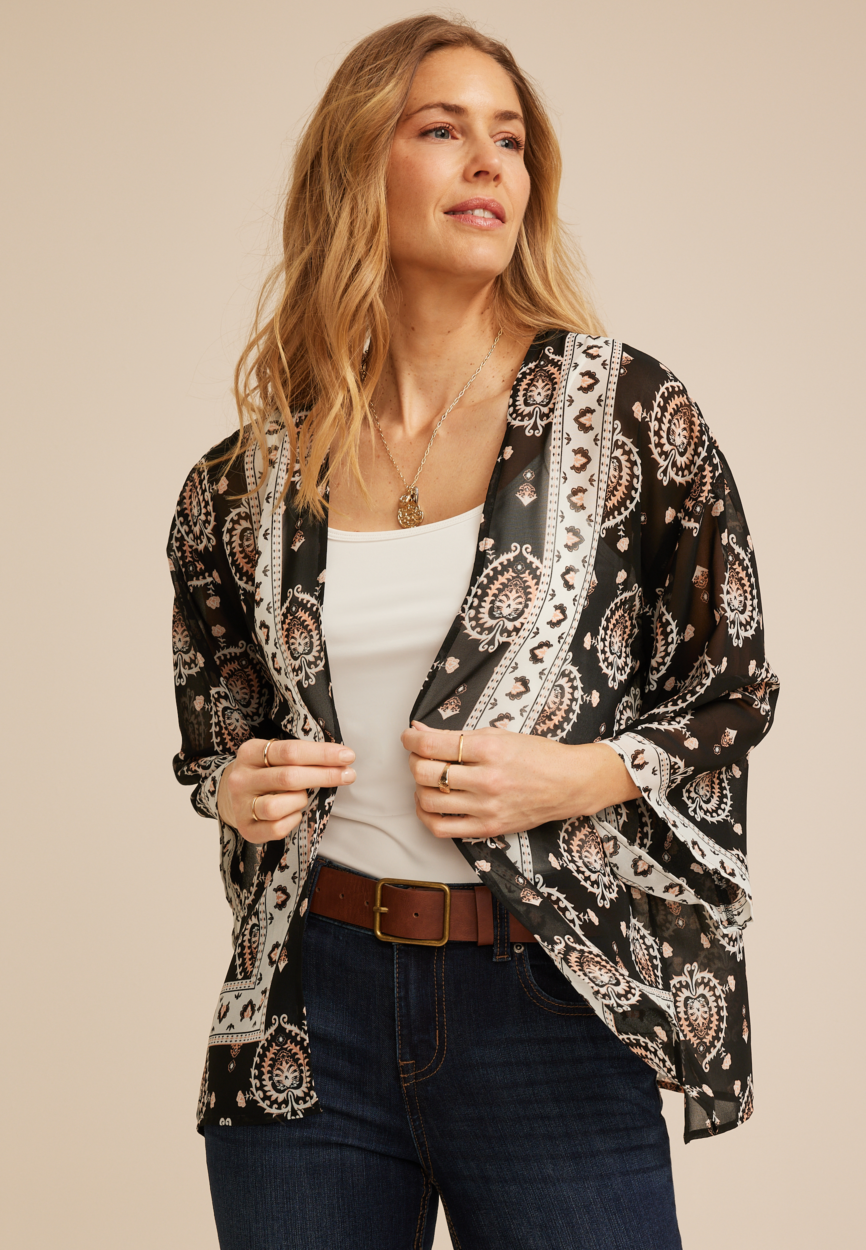 Medallion Chiffon Kimono