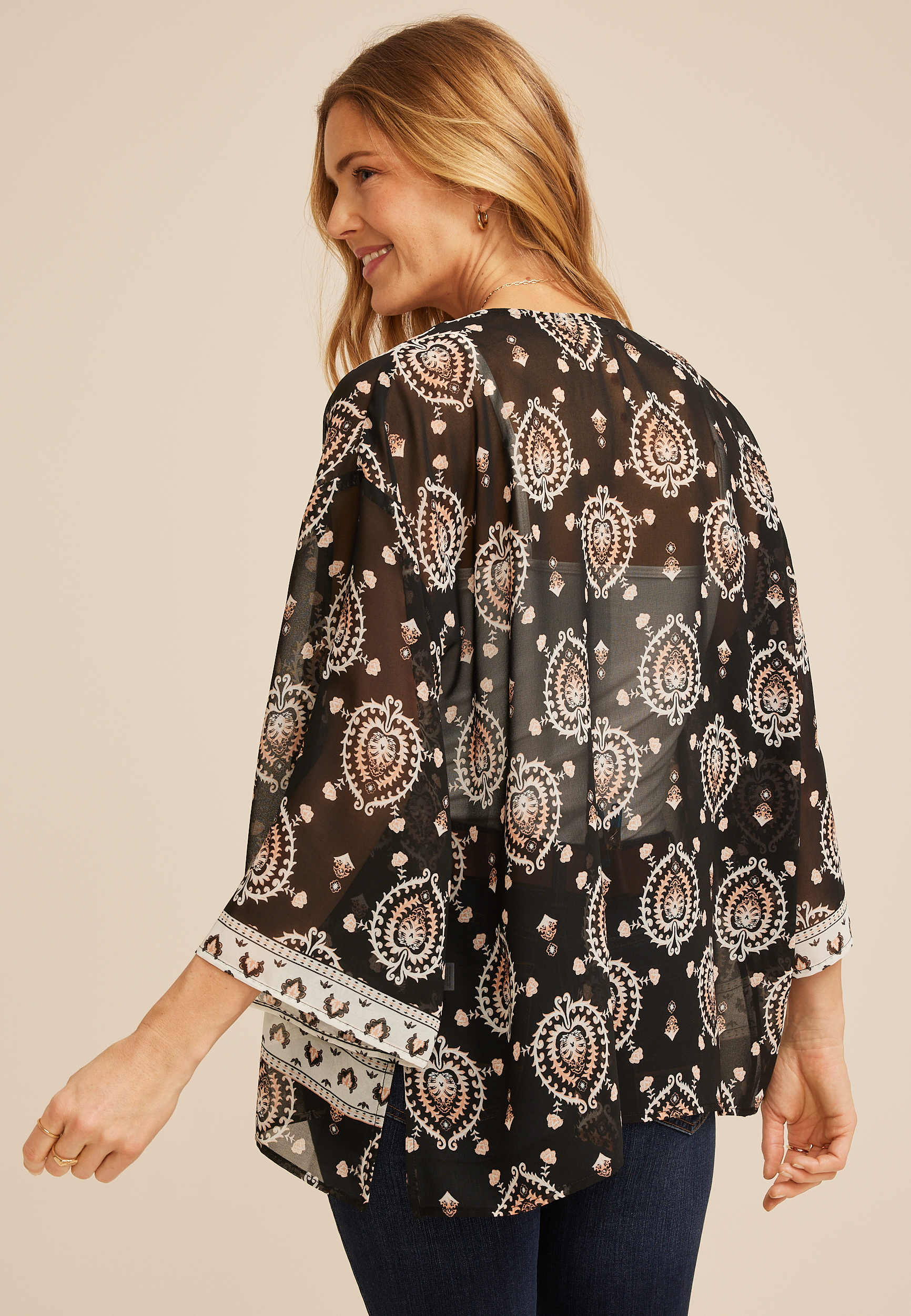 Medallion Chiffon Kimono, C1756, large