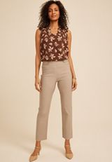 Sateen Bengaline Button Tab High Rise Straight Pant, C5609, small
