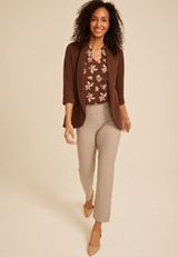 Sateen Bengaline Button Tab High Rise Straight Pant, C5609, small