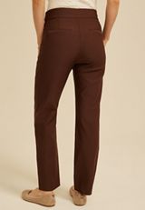 Sateen Bengaline Button Tab High Rise Straight Pant, C6058, small
