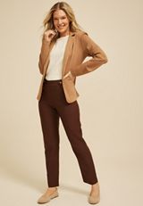 Sateen Bengaline Button Tab High Rise Straight Pant, C6058, small