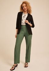 Sateen Bengaline Button Tab High Rise Straight Pant, C7379, small