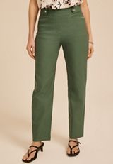 Sateen Bengaline Button Tab High Rise Straight Pant, C7379, small