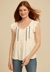Navy Floral Embroidered Top, C9298, small