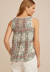 Floral Ladder Trim Tank Top, C1524, small