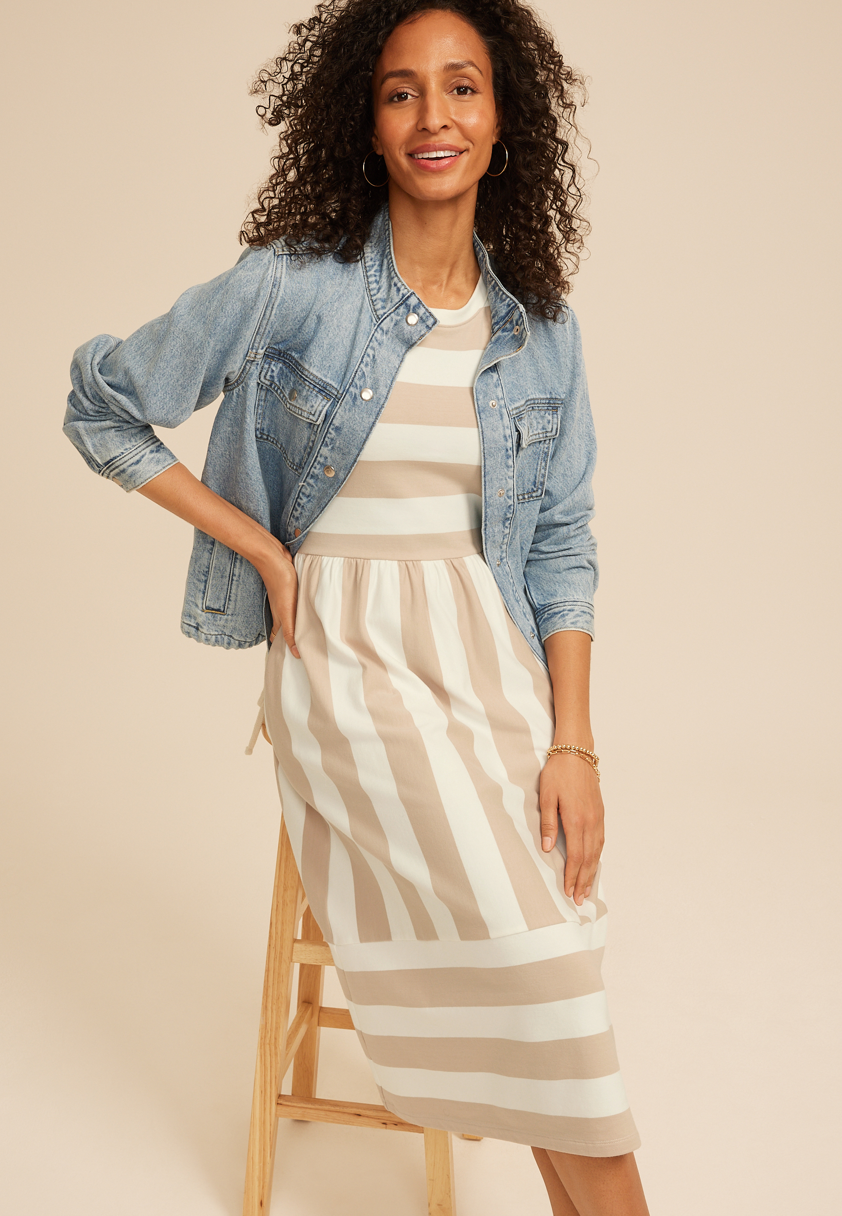 chinese dress ladies Saylor Stripe Maxi Dress-Blue main image 1