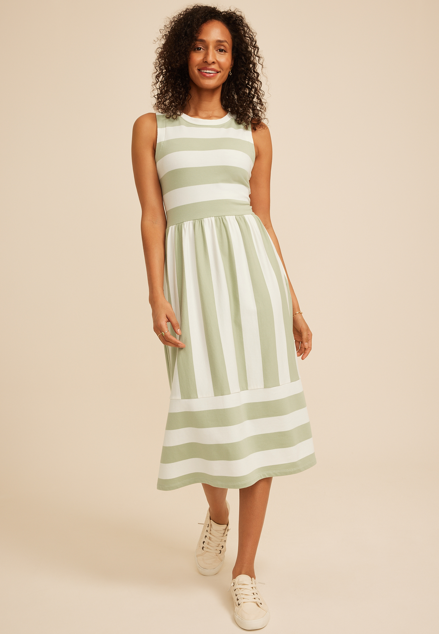 24/7 Bare Striped Midi Dress