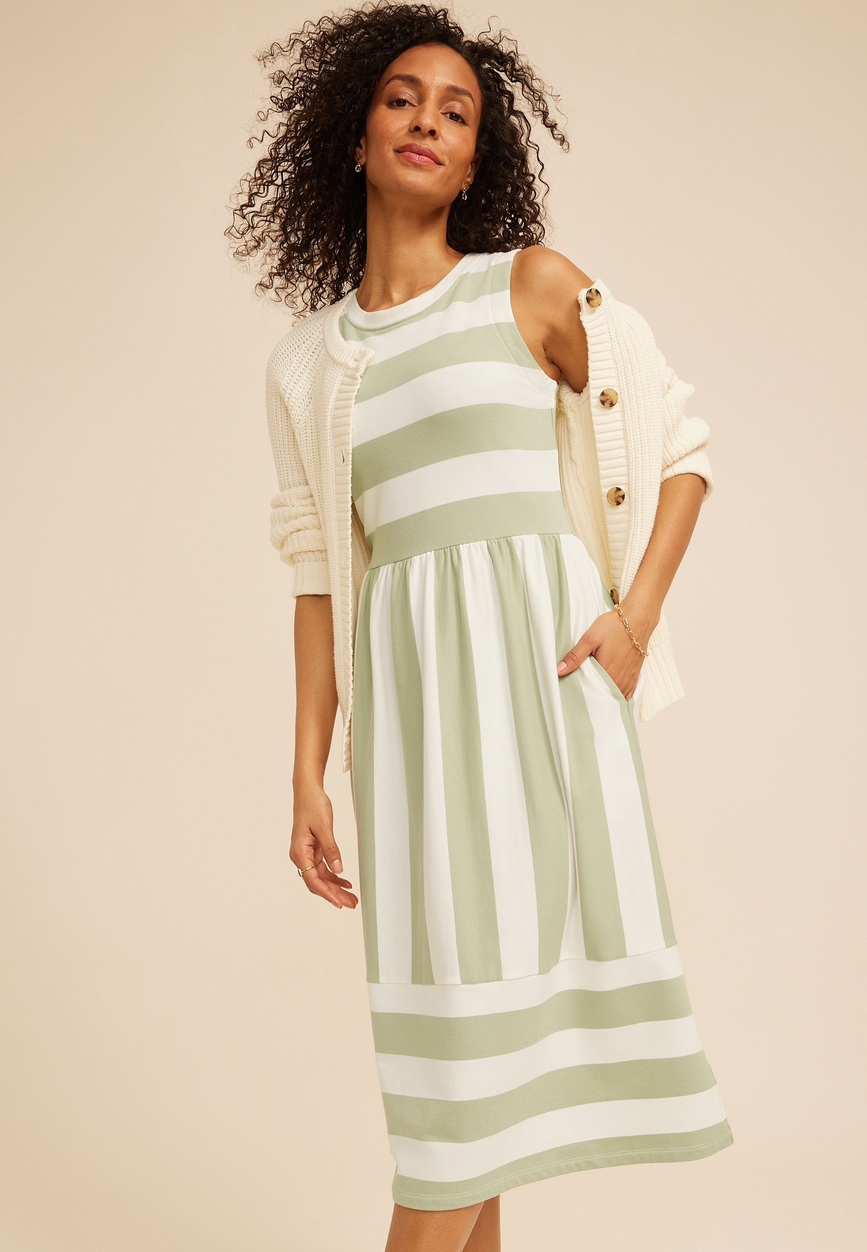 24/7 Bare Striped Midi Dress, C8712, large