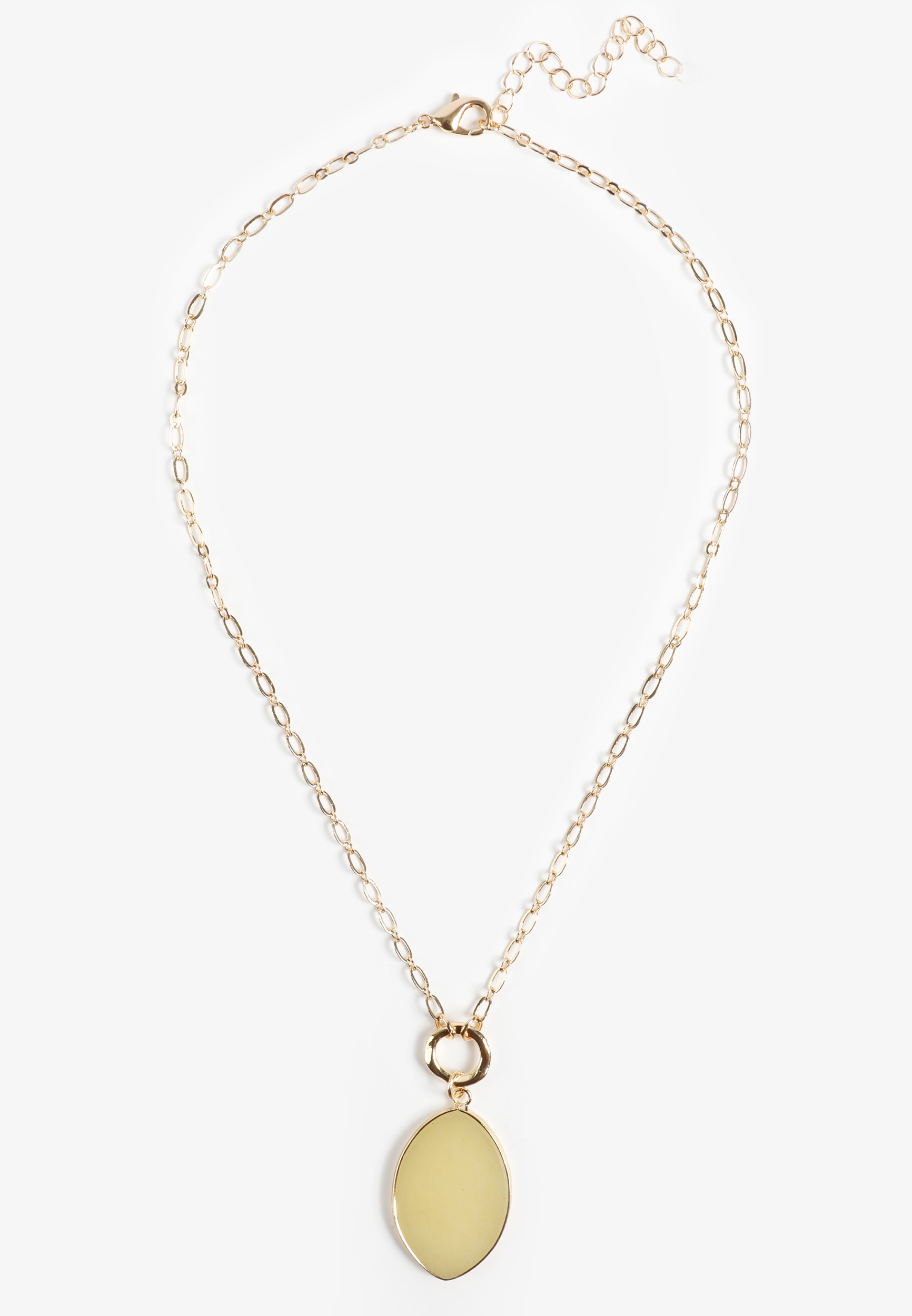 Genuine Dyed Quartz Pendant Necklace, GOLD, large