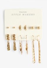 6 Pack Hammered Gold Earring Set, C605, small