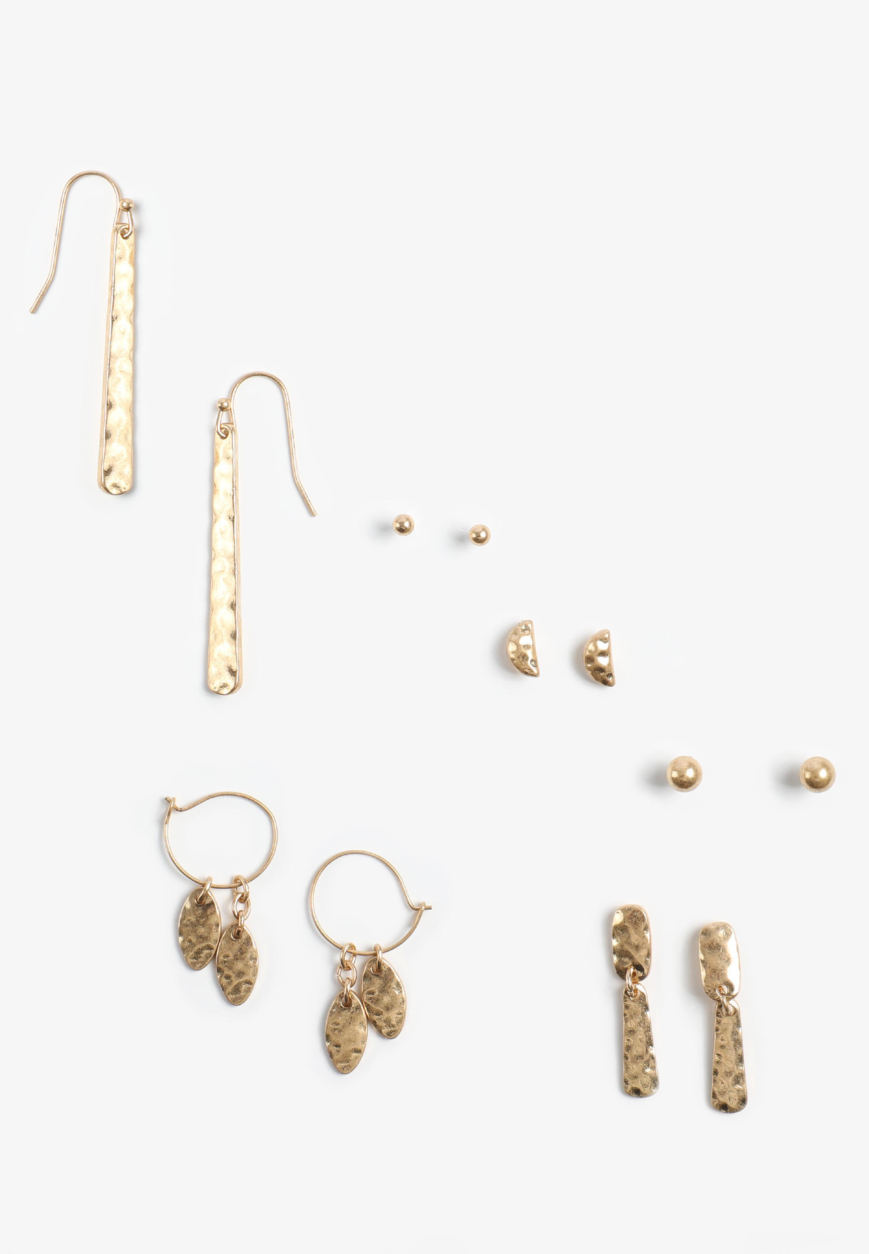 6 Pack Hammered Gold Earring Set, C605, large