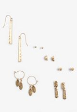 6 Pack Hammered Gold Earring Set, C605, small