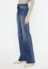 KanCan&trade; High Rise Double Button Flare Jean, MEDIUM SANDBLAST, small