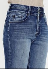 KanCan&trade; High Rise Double Button Flare Jean, MEDIUM SANDBLAST, small