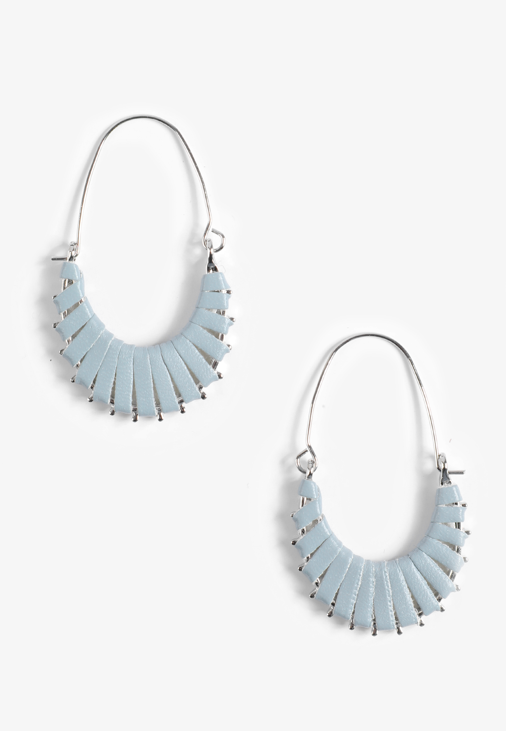 Blue Faux Leather Wrapped Drop Earrings