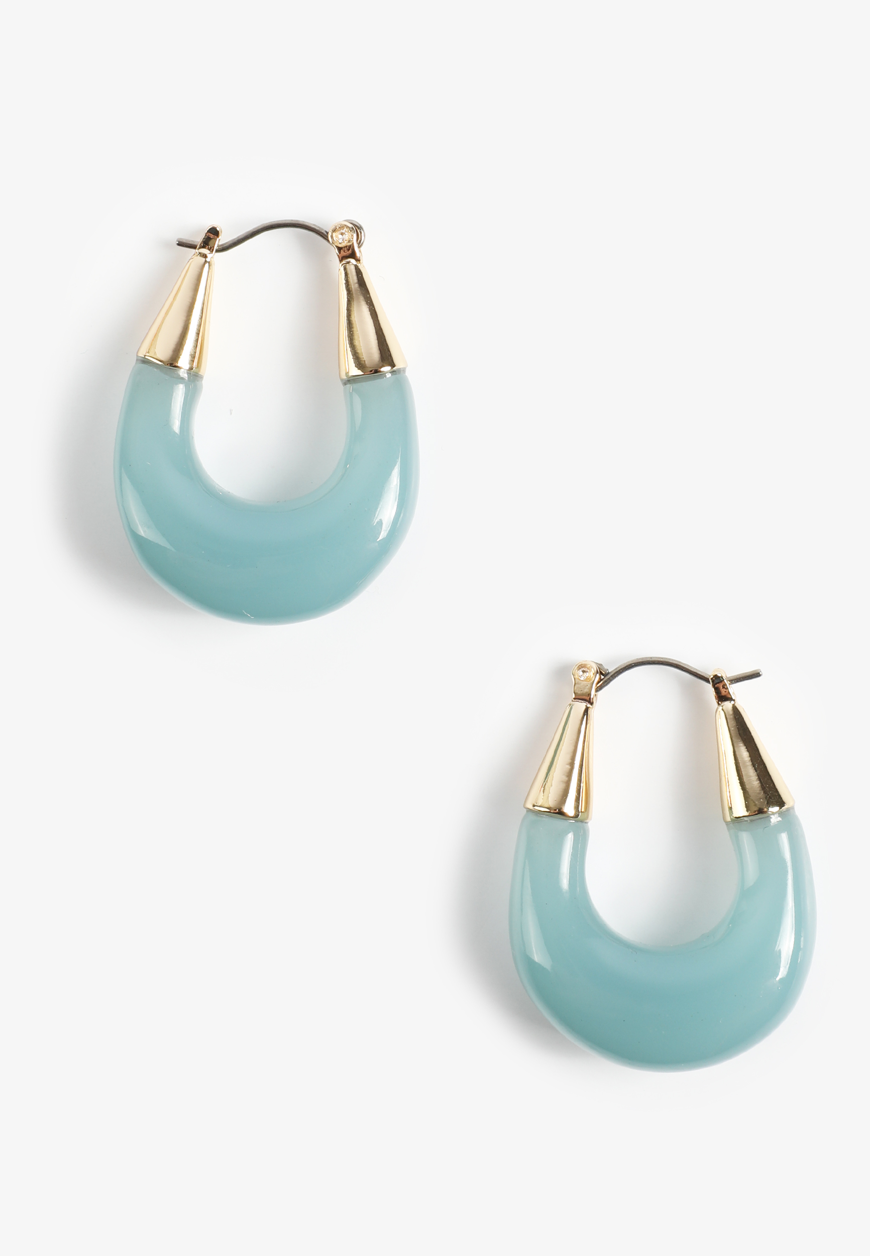 Gold And Turquoise Resin Hoop Earrings