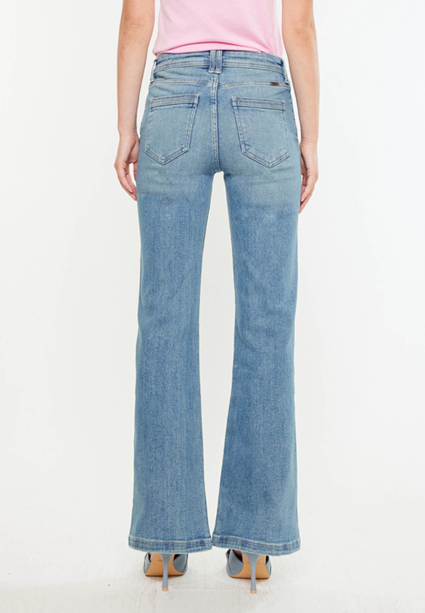 KanCan&trade; High Rise Slant Pocket Flare Jean, MEDIUM SANDBLAST, large