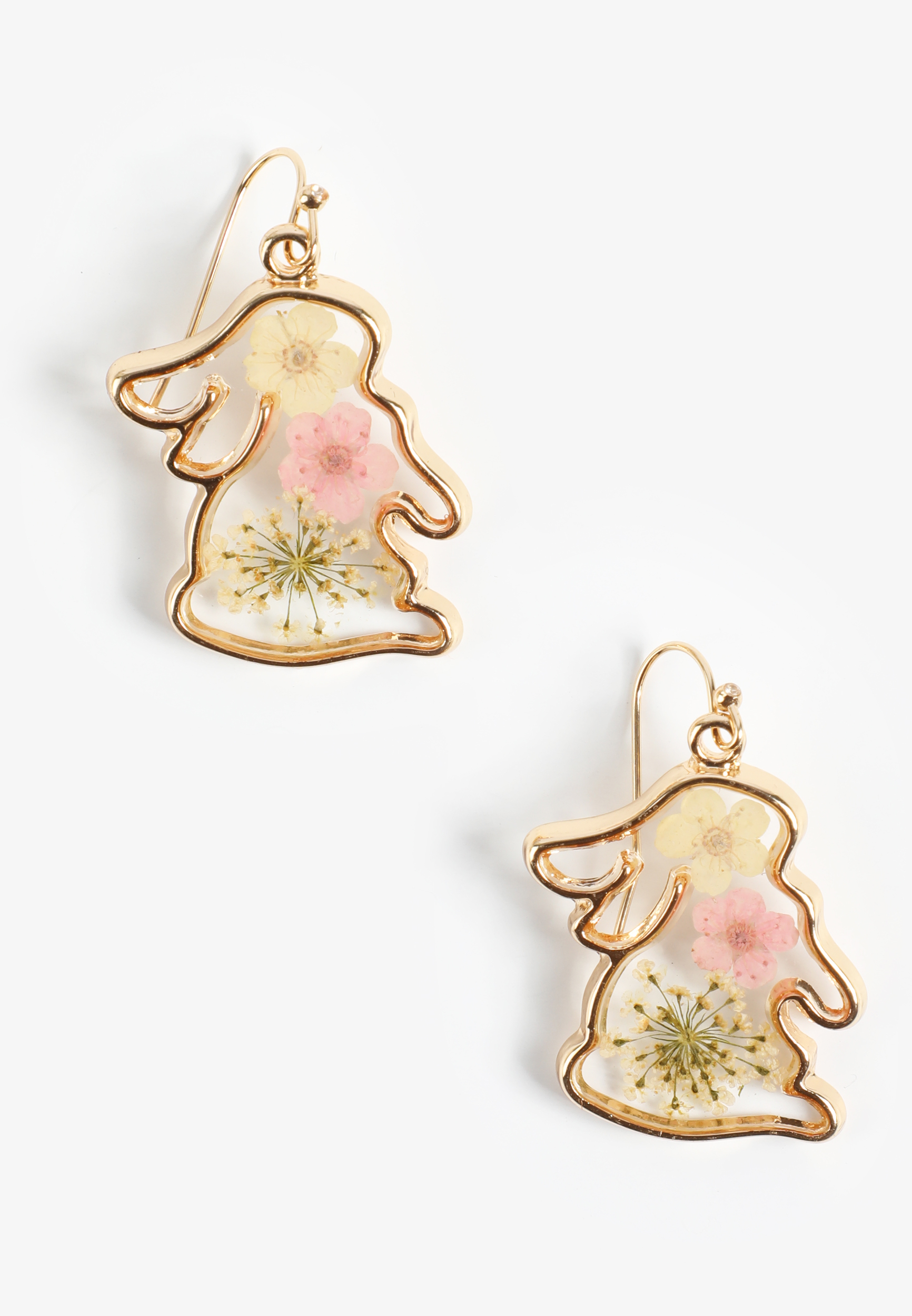 Pressed Flower Easter Bunny Earrings