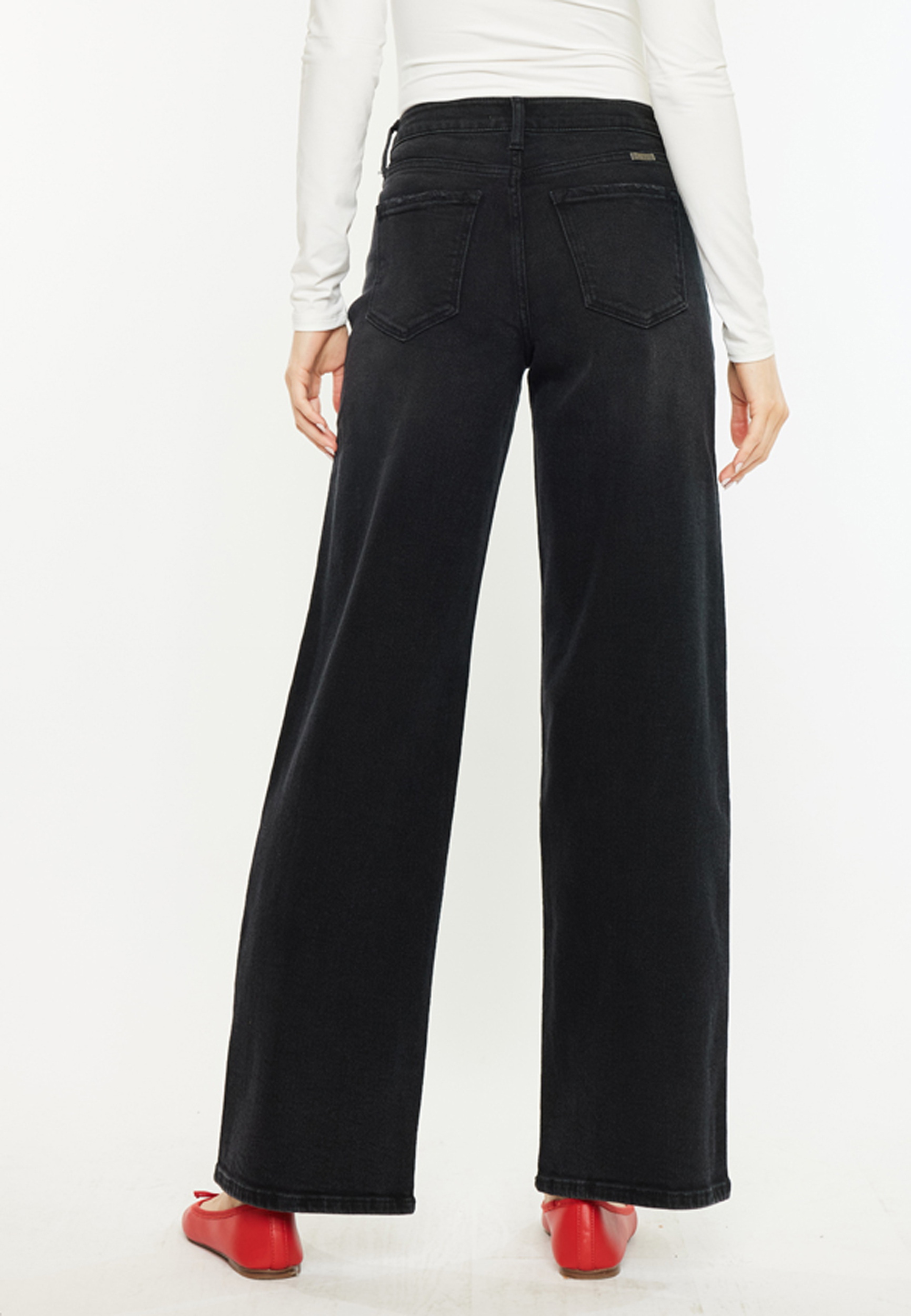 KanCan&trade; Black High Rise Wide Leg Jean, BLACK, large