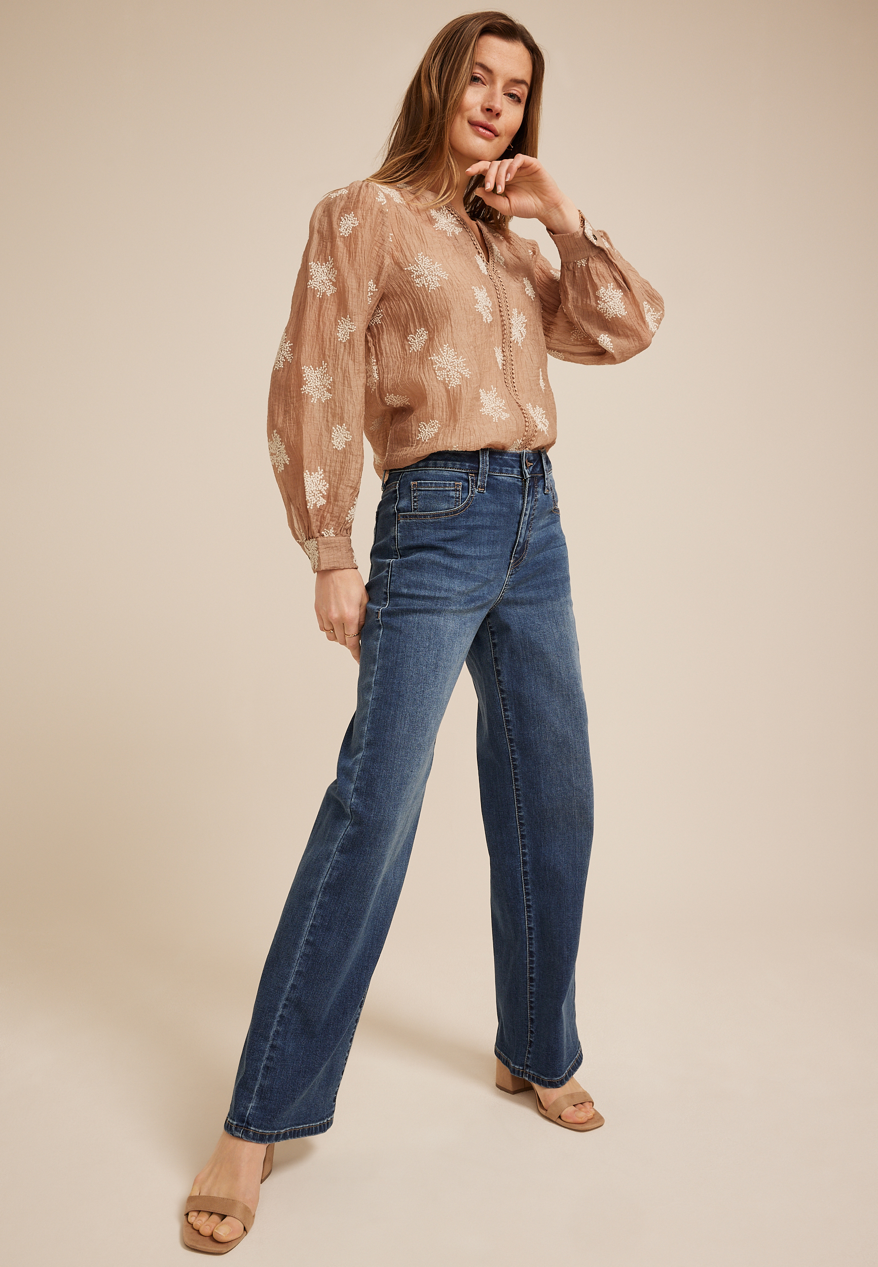 m jeans by maurices™ Classic Dark High Rise Wide Leg Jean