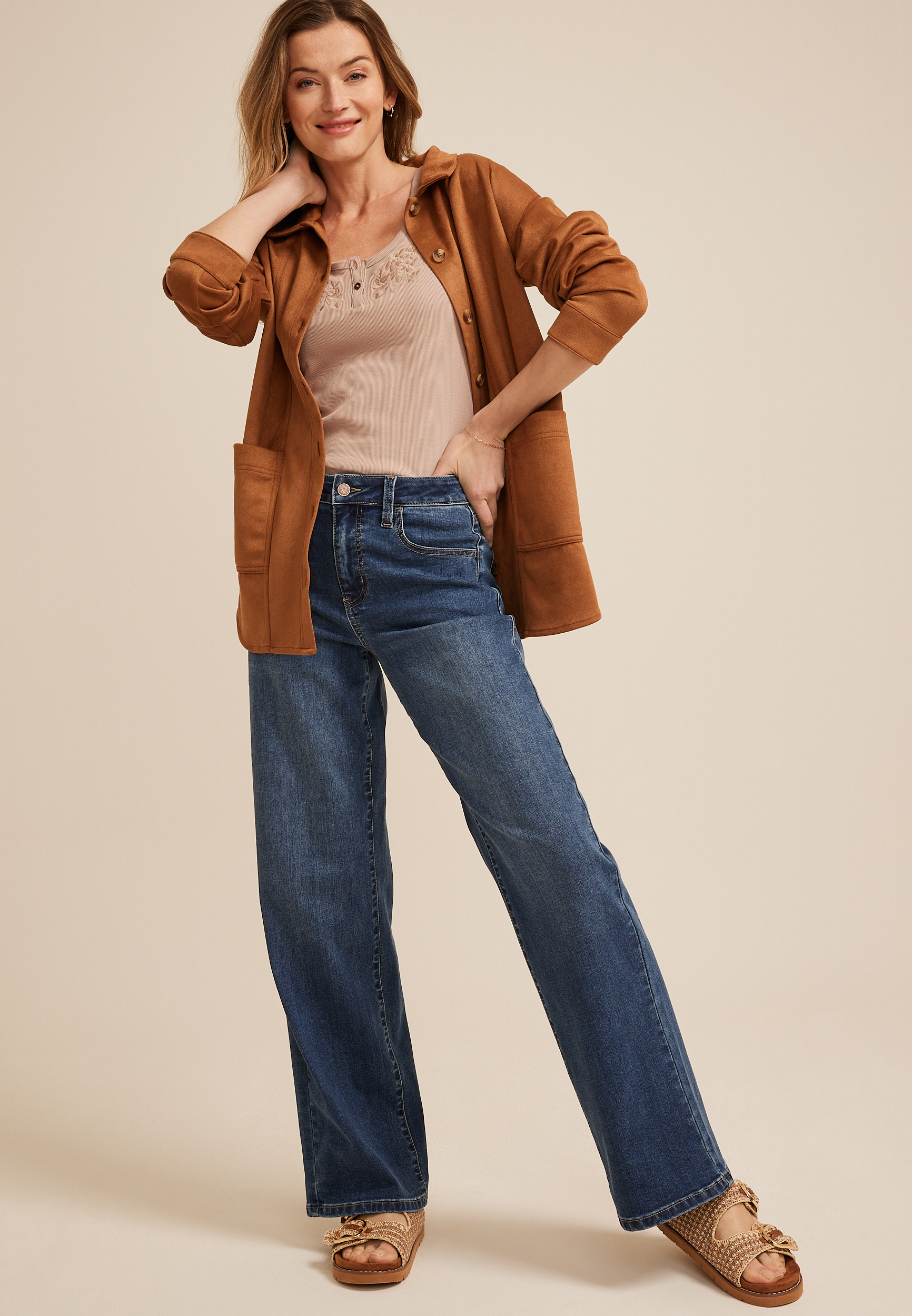 m jeans by maurices™ Classic Dark High Rise Wide Leg Jean