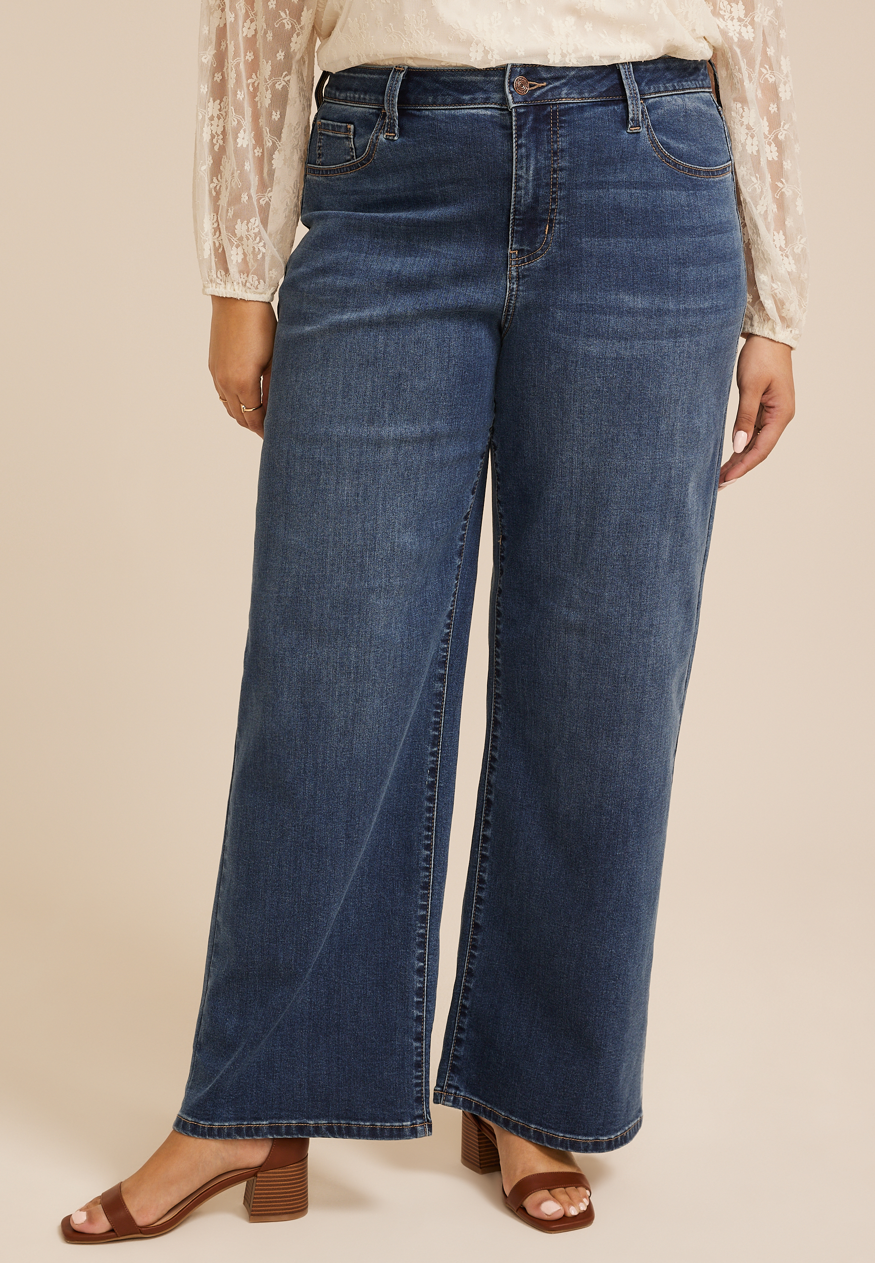 Plus Size m jeans by maurices&trade; Classic Dark High Rise Wide Leg Jean