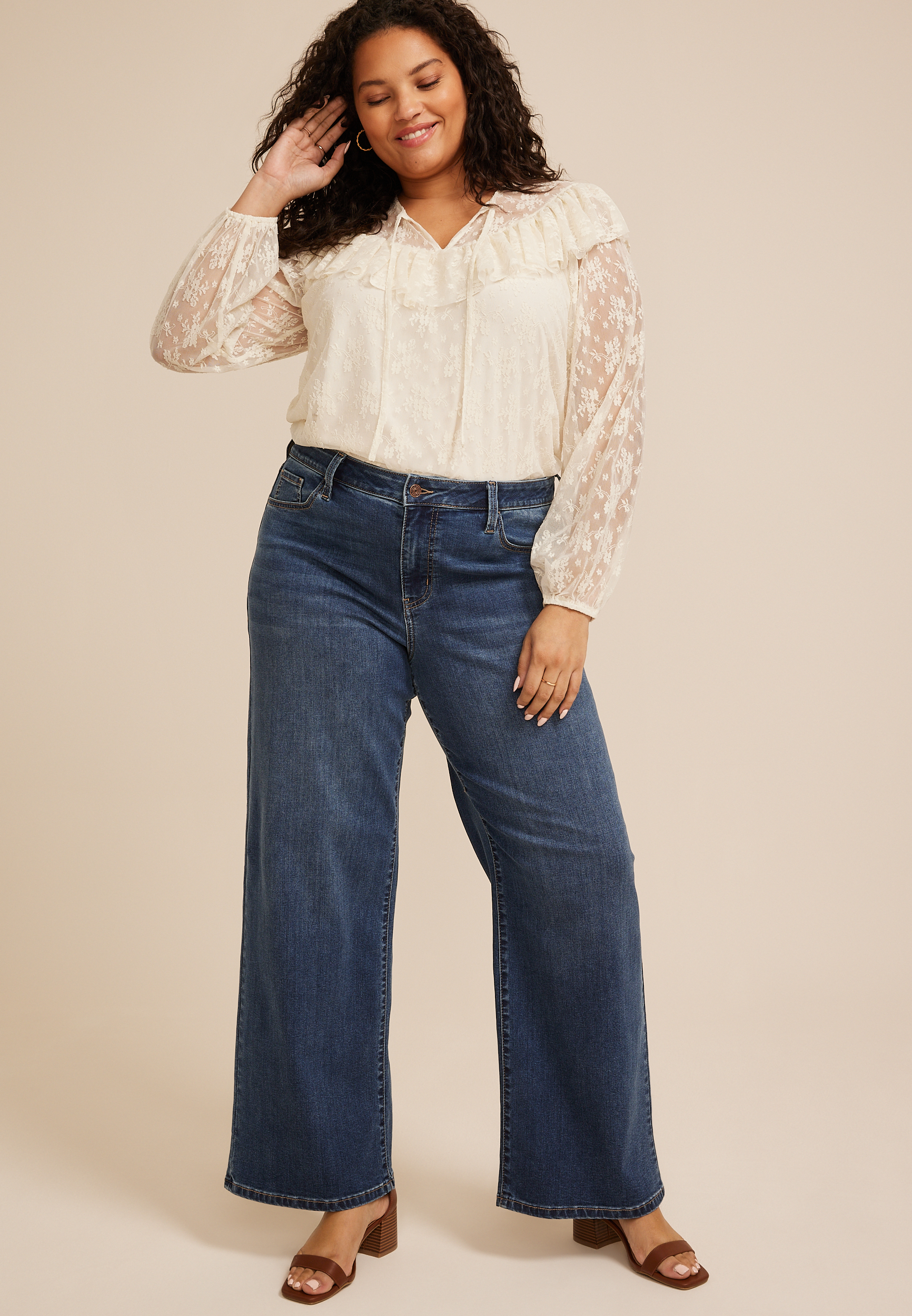 Plus Size m jeans by maurices&trade; Classic Dark High Rise Wide Leg Jean, C258, large