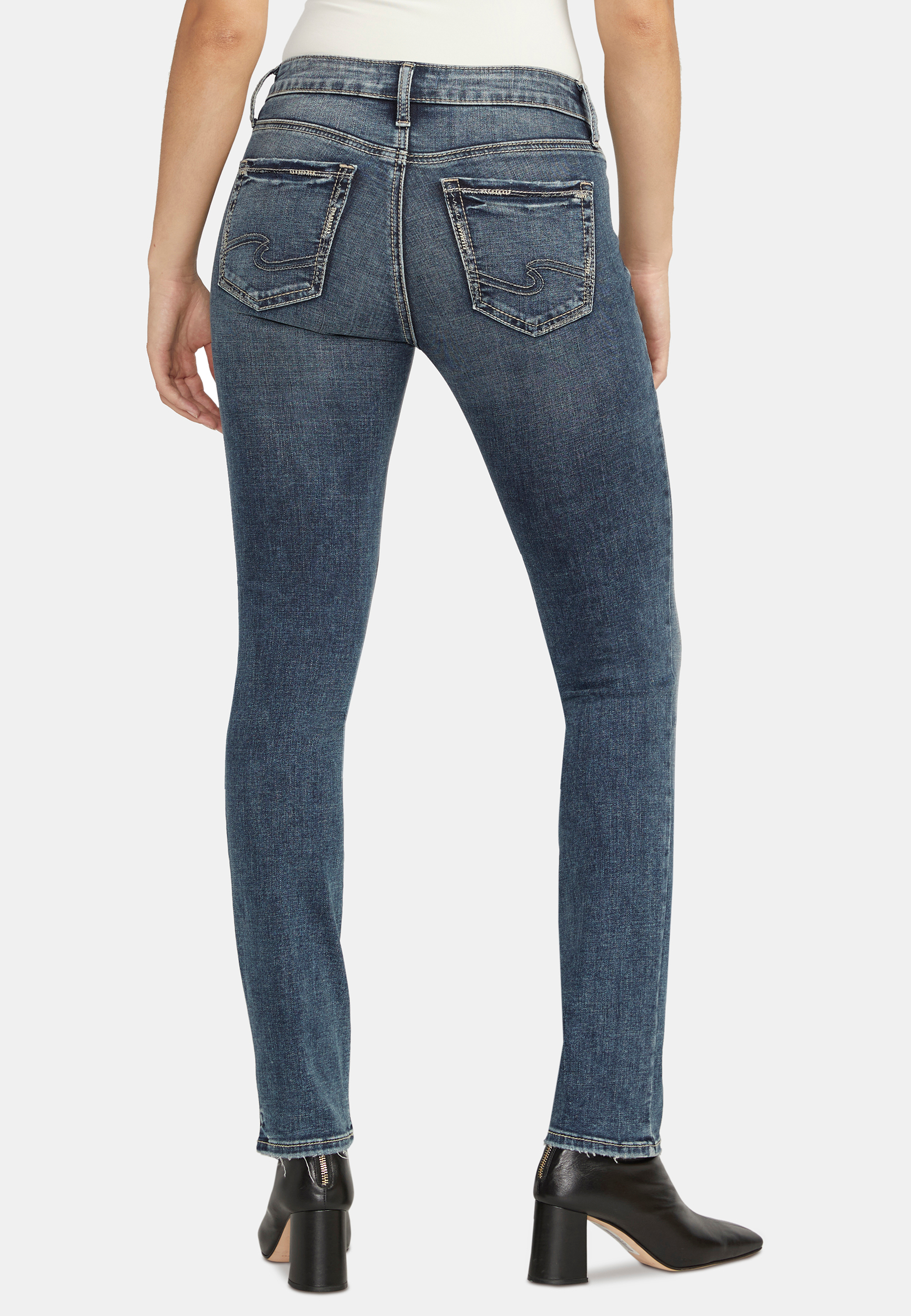 Silver Jeans Co.&reg; Dark Suki Curvy Mid Rise Luxe Stretch Straight Jean, C258, large