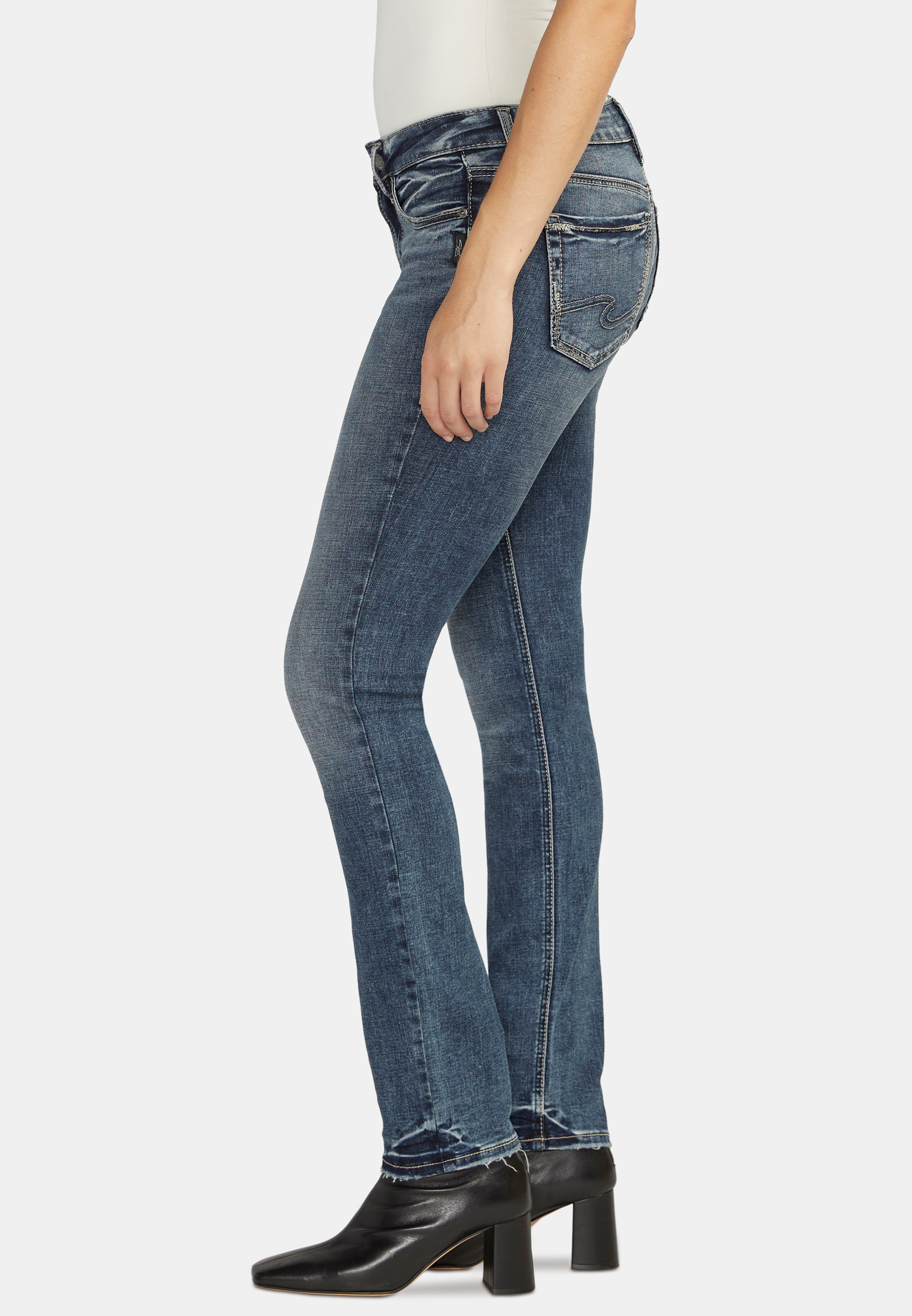 Silver Jeans Co.&reg; Dark Suki Curvy Mid Rise Luxe Stretch Straight Jean, C258, large