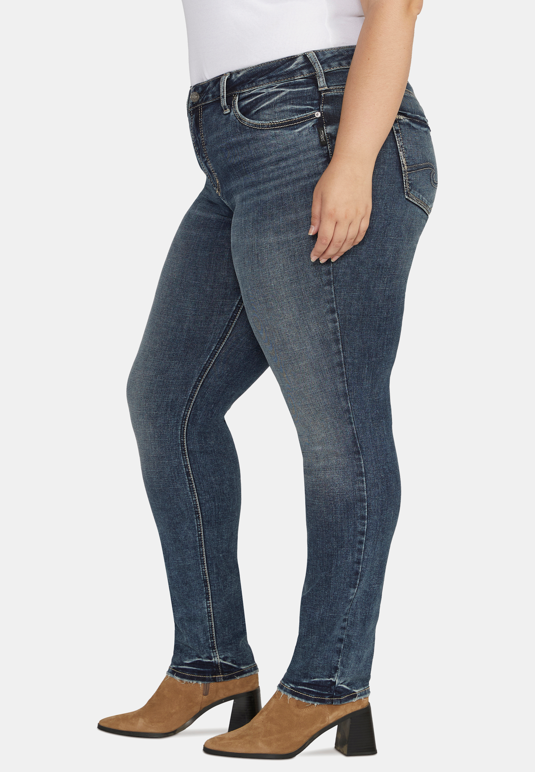 Plus Size Silver Jeans Co.&reg; Dark Suki Curvy Mid Rise Luxe Stretch Straight Jean, C258, large