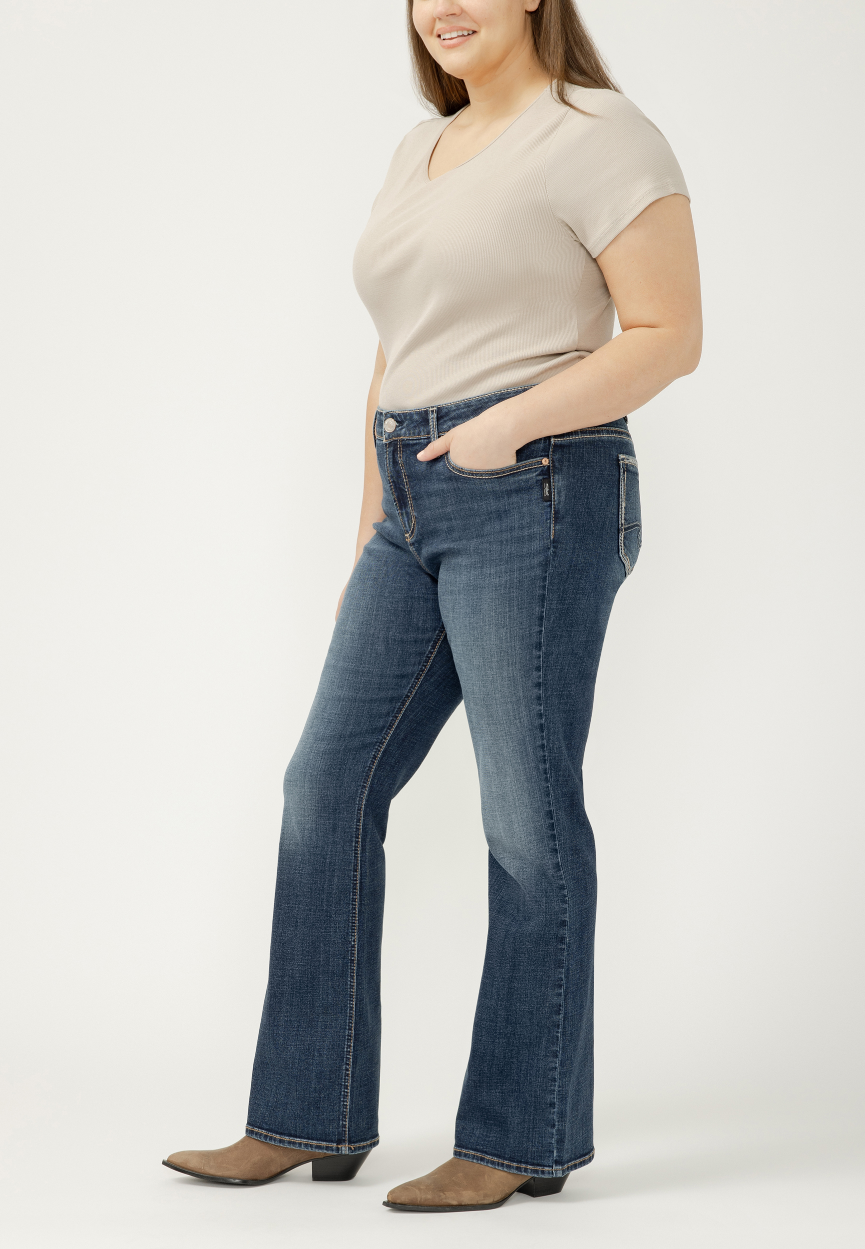 Plus Size Silver Jeans Co.&reg; Elyse Curvy Mid Rise Bootcut Jean, C258, large
