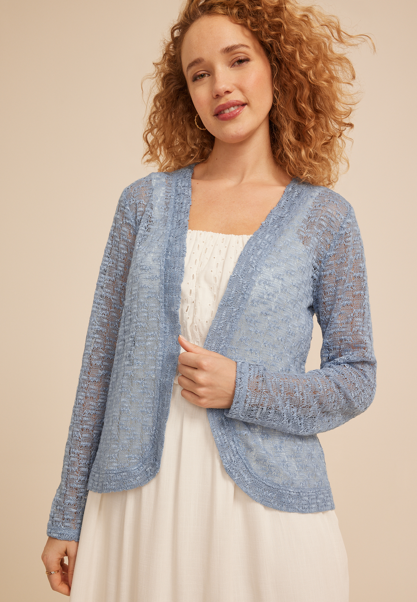 Open Stitch Open Front Cardigan