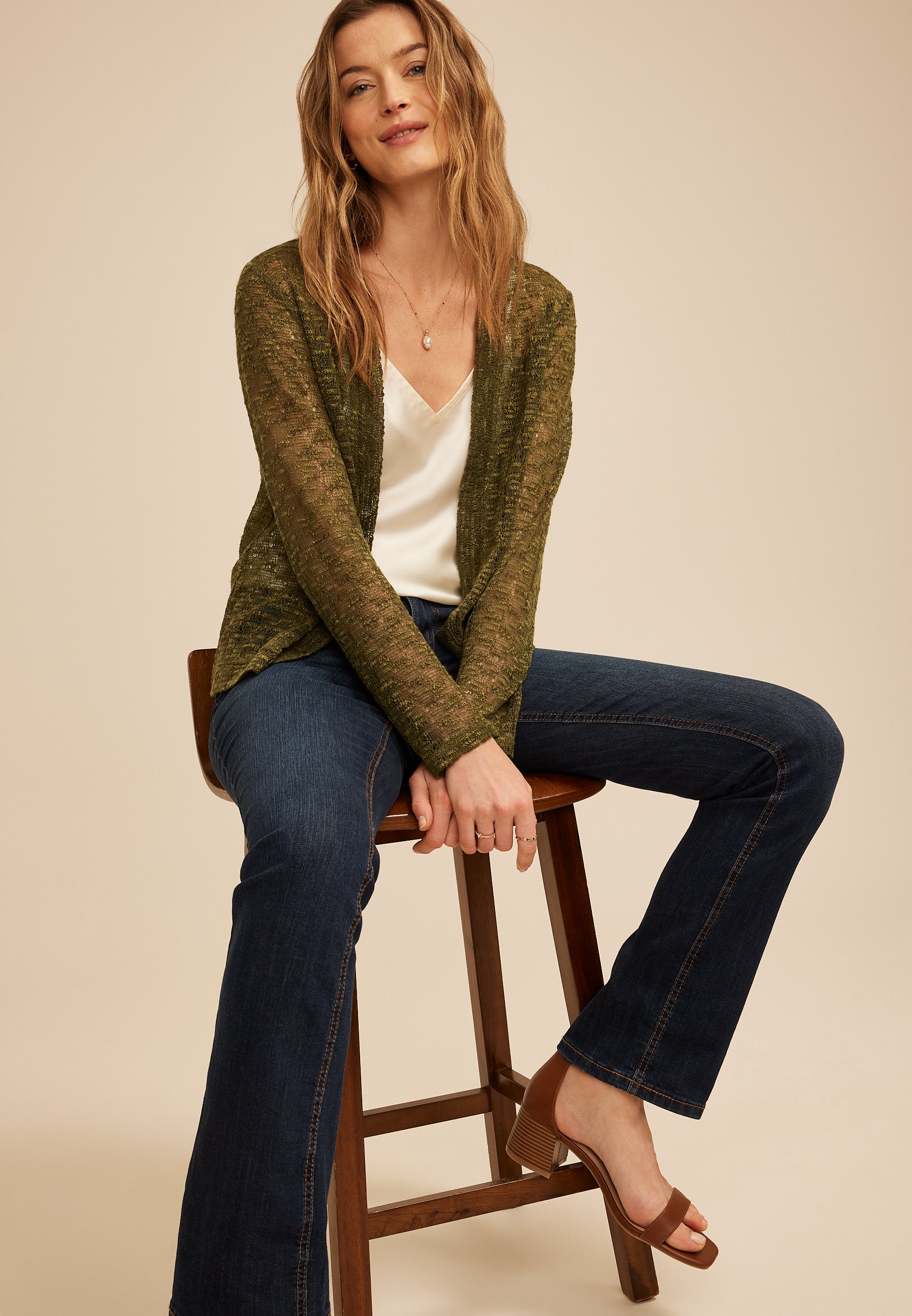 Open Stitch Open Front Cardigan