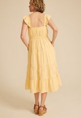 Eyelet Flutter Sleeve Midi Dress, C9196, small