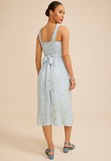 Bare Ruched Strap Printed Midi Dress, HEATHER COMBO, small
