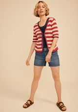 Stripe Tie Front Cardigan, C4905, small