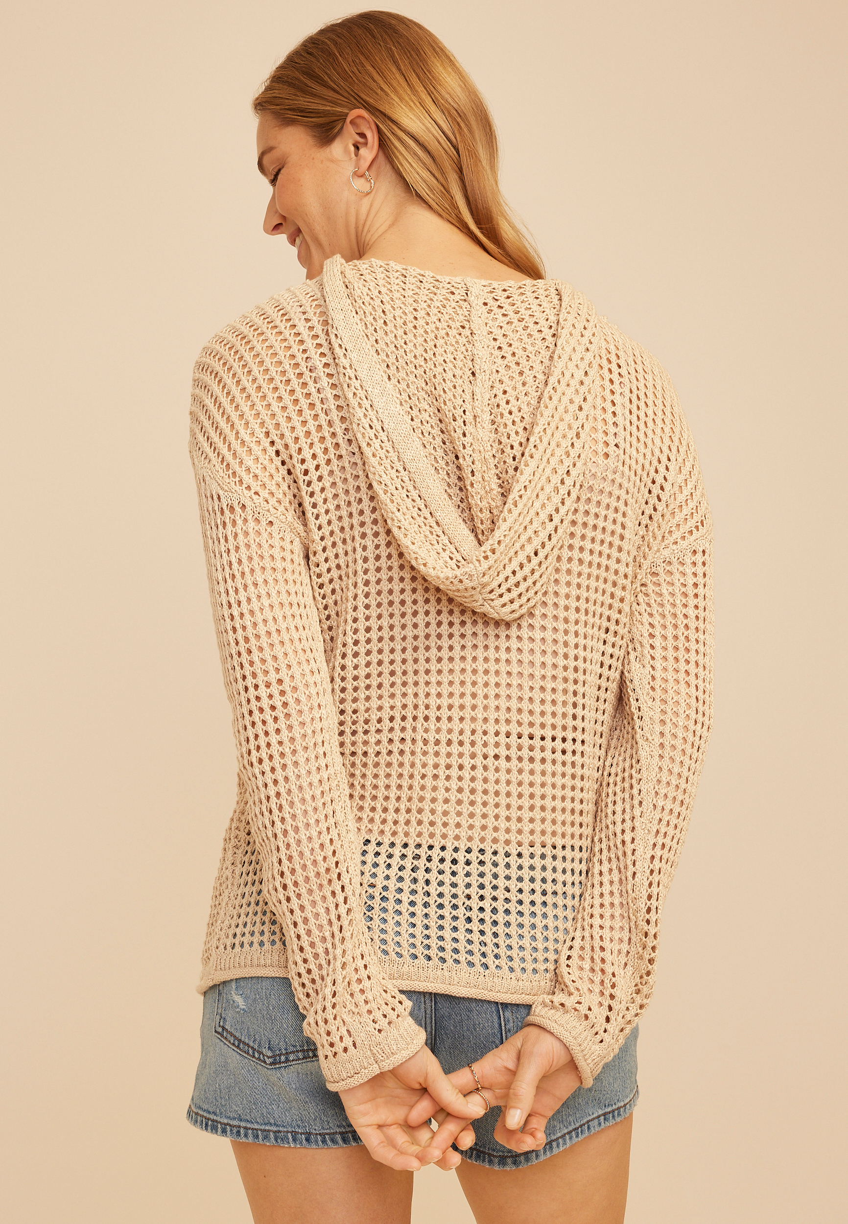Canada Maple Leaf Open Stitch Hooded Pullover, C2608, large
