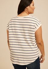 Plus Size 24/7 Clara Striped Jacquard Tee, C1606, small