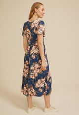24/7 Floral Tulip Sleeve Midi Dress, C4131, small