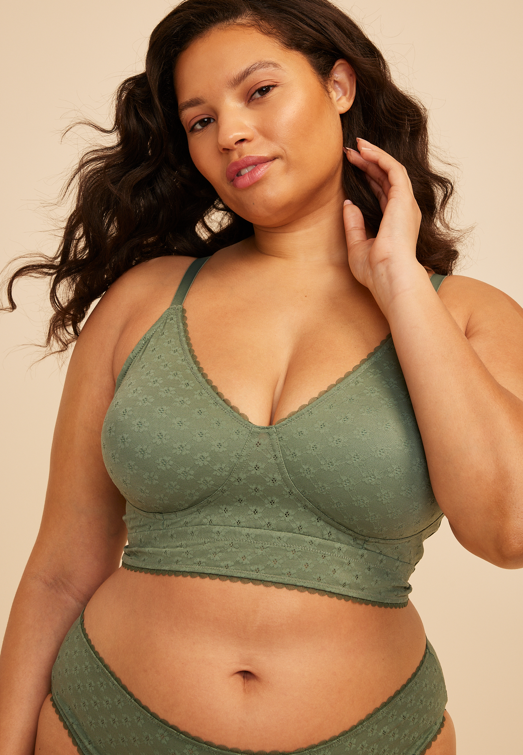 Vintage Lace Eyelet Jacquard Bralette, C7379, large
