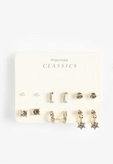 6 Pack Delicate Gold Stud Earring Set, GOLD, small